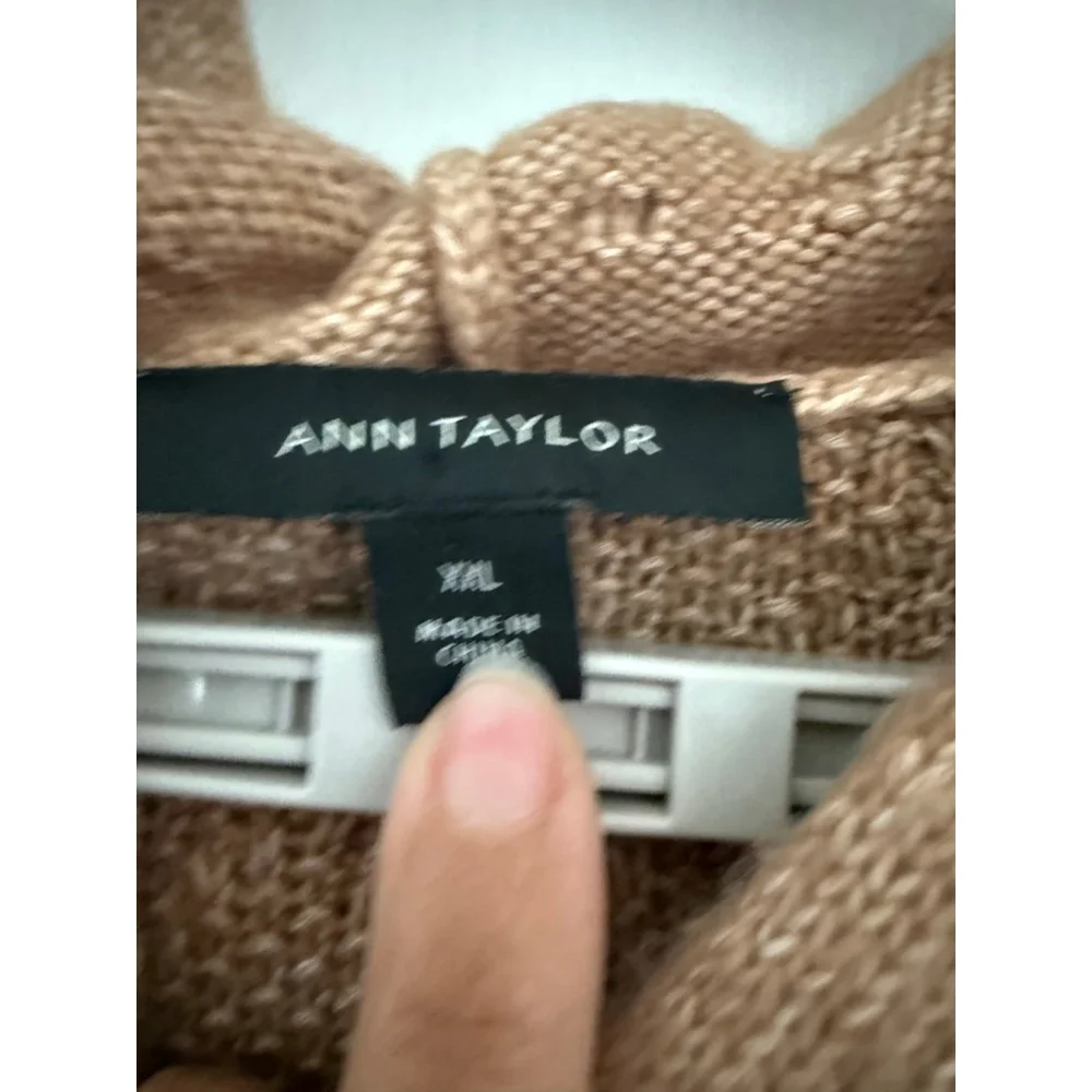 Women's Ann Taylor Brown Cable Knit Hoodie Sweater XXL